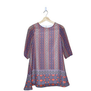 MARMELLATA‎ Print Dress Girls 10 Orange Purple Geometric Short Sleeve Button